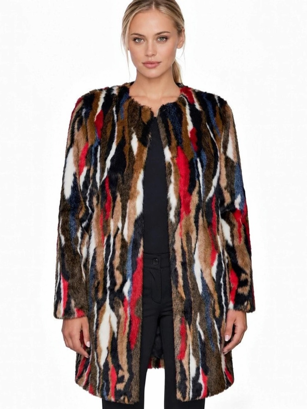New w/ Tags Karl Lagerfeld Paris Faux Fur Longline Jacket size Small